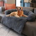 POOCH-LABS Dark Gray Washable Plush Dog Bed Sofa (90x80x20cm)