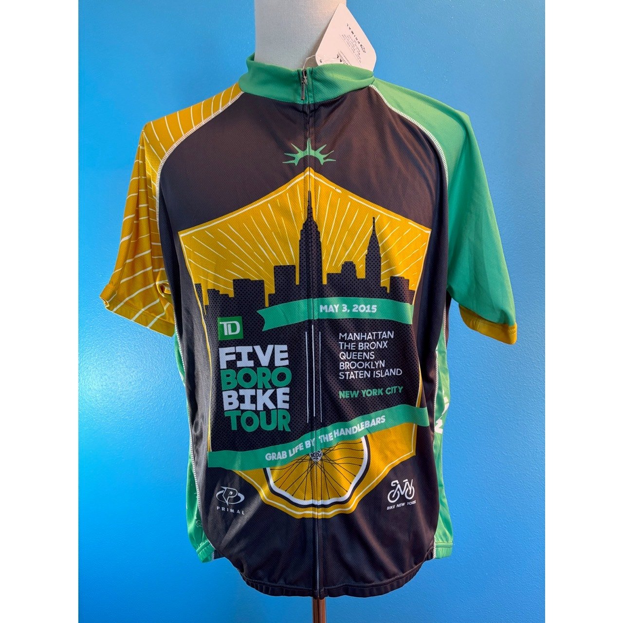 NWT Primal Cycling Apparel Raglan Jersey Men's Sport Cut BORO Bike Tour 2015