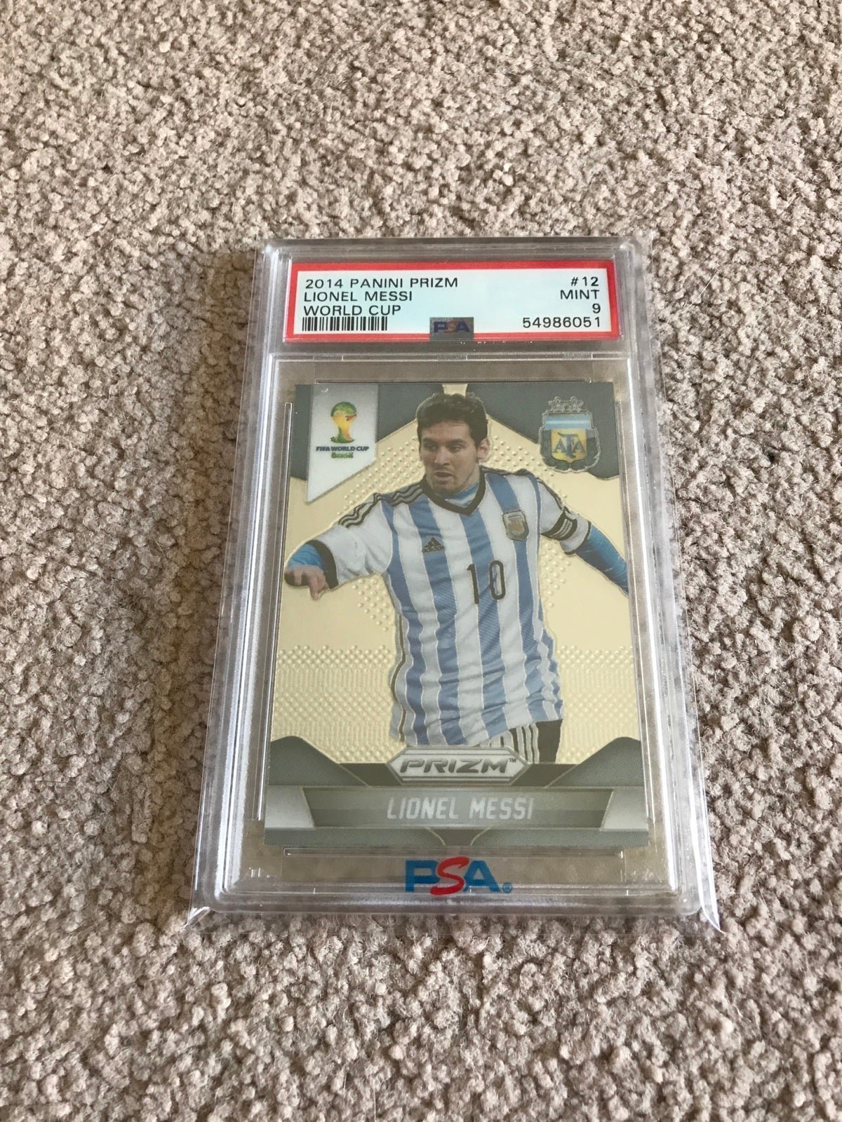 2014 PANINI PRIZM WORLD CUP LIONEL MESSI #12 PSA 9 MINT