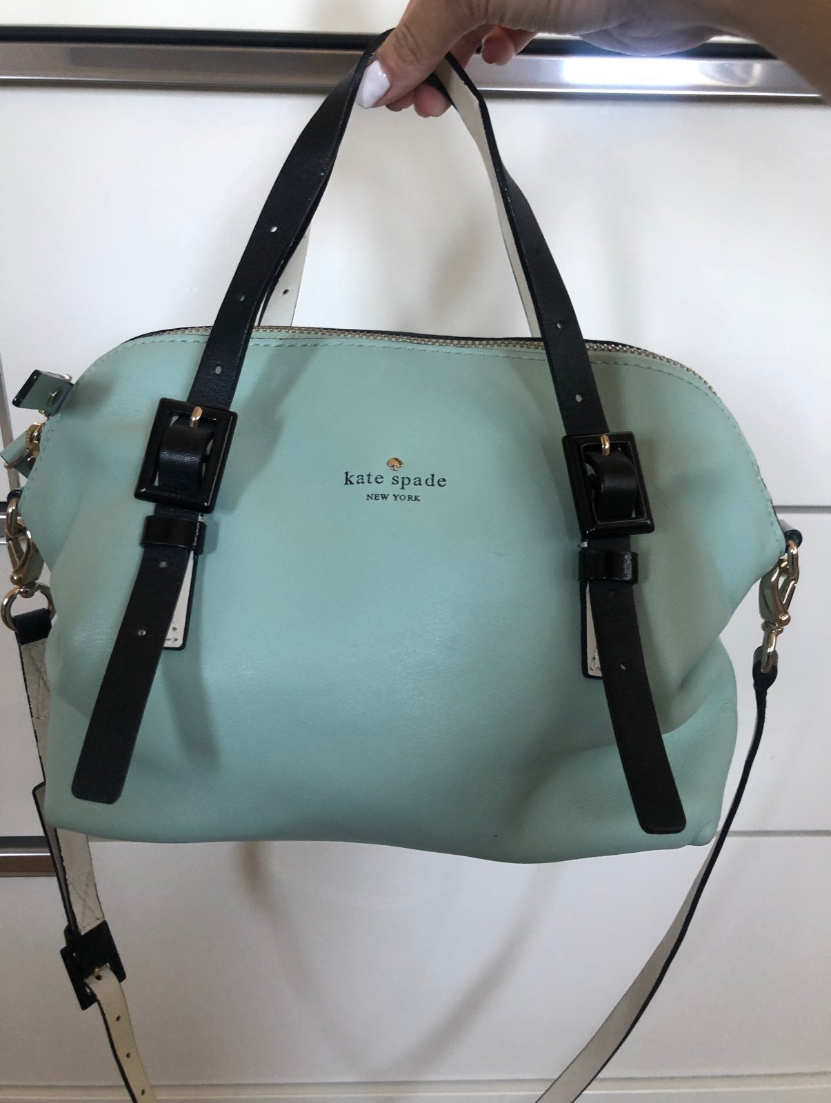 Kate Spade mint blue purse with strap