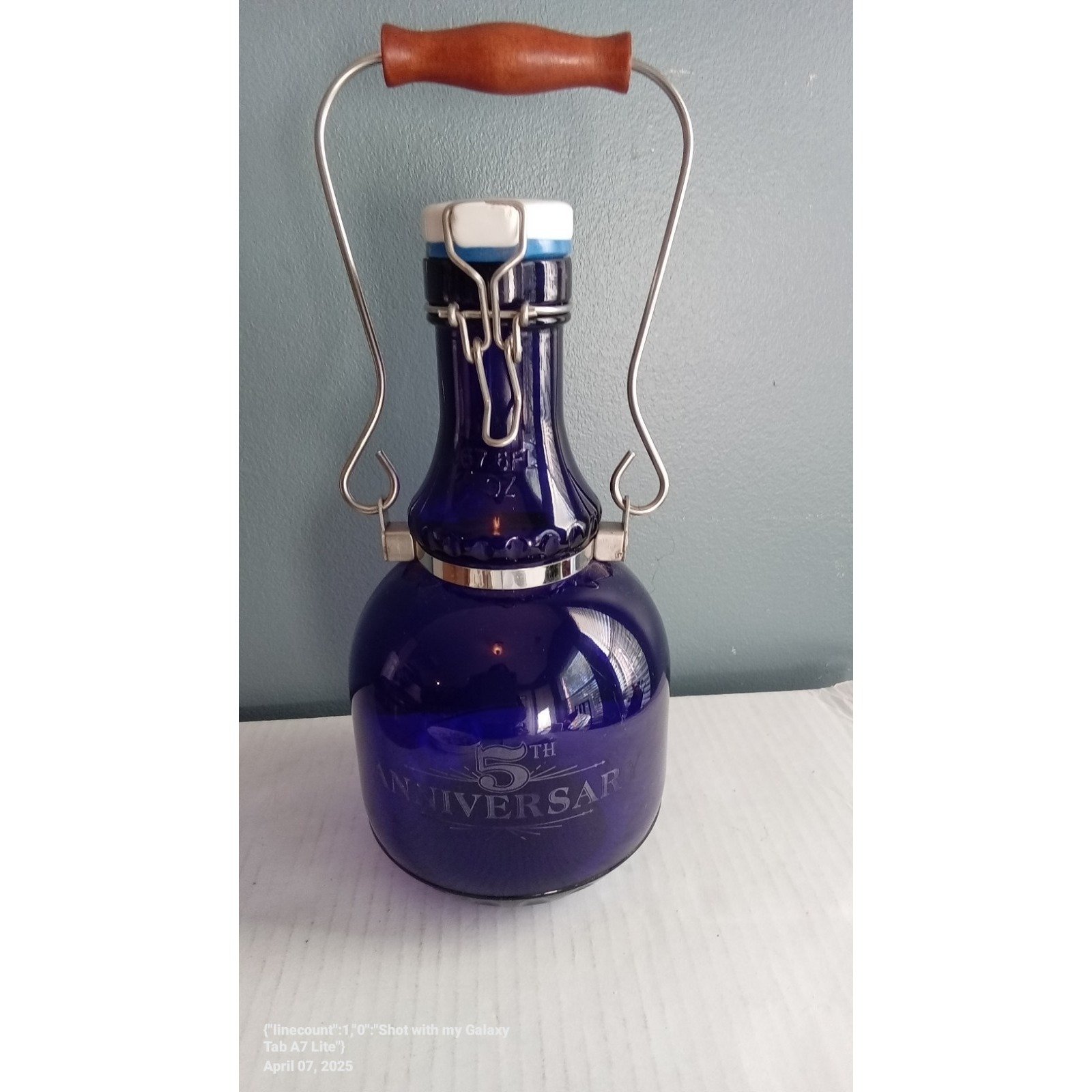 Anniversary Glass Bottle Swing Top Cobalt Blue Decorative Display 32oz