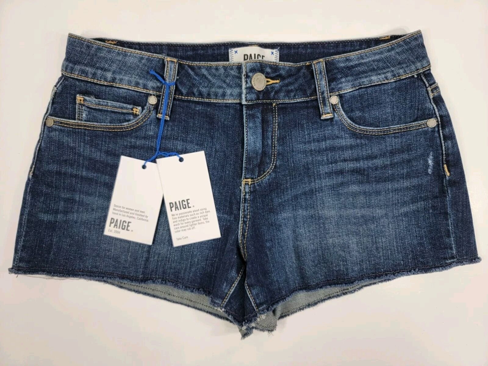 NWT PAIGE Catalina Jean Shorts 3 Low Rise Women's 26 Stretch Blue Denim NEW