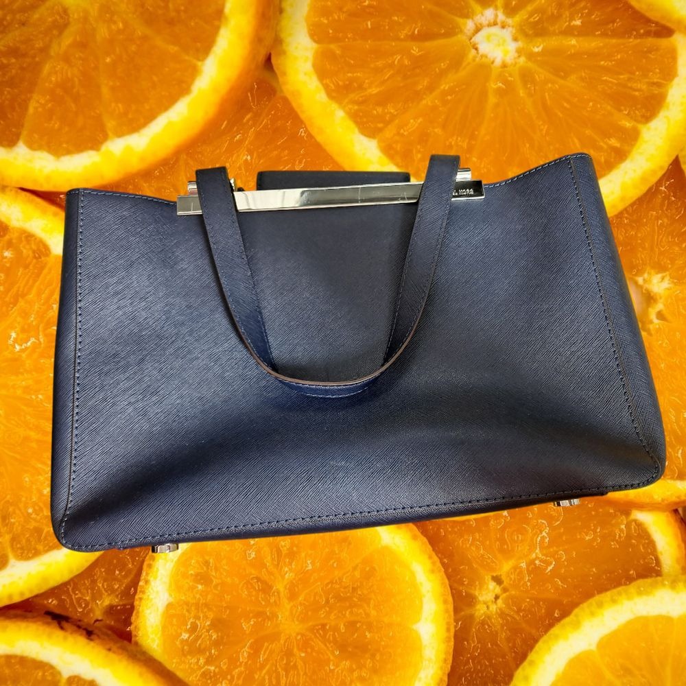 Michael Kors Satchel Top Handle Handbag Navy Blue Designer Purse