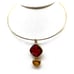 Gold Tone Wire Choker Necklace with Red & Topaz Colored Pendant