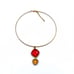 Gold Tone Wire Choker Necklace with Red & Topaz Colored Pendant