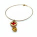 Gold Tone Wire Choker Necklace with Red & Topaz Colored Pendant