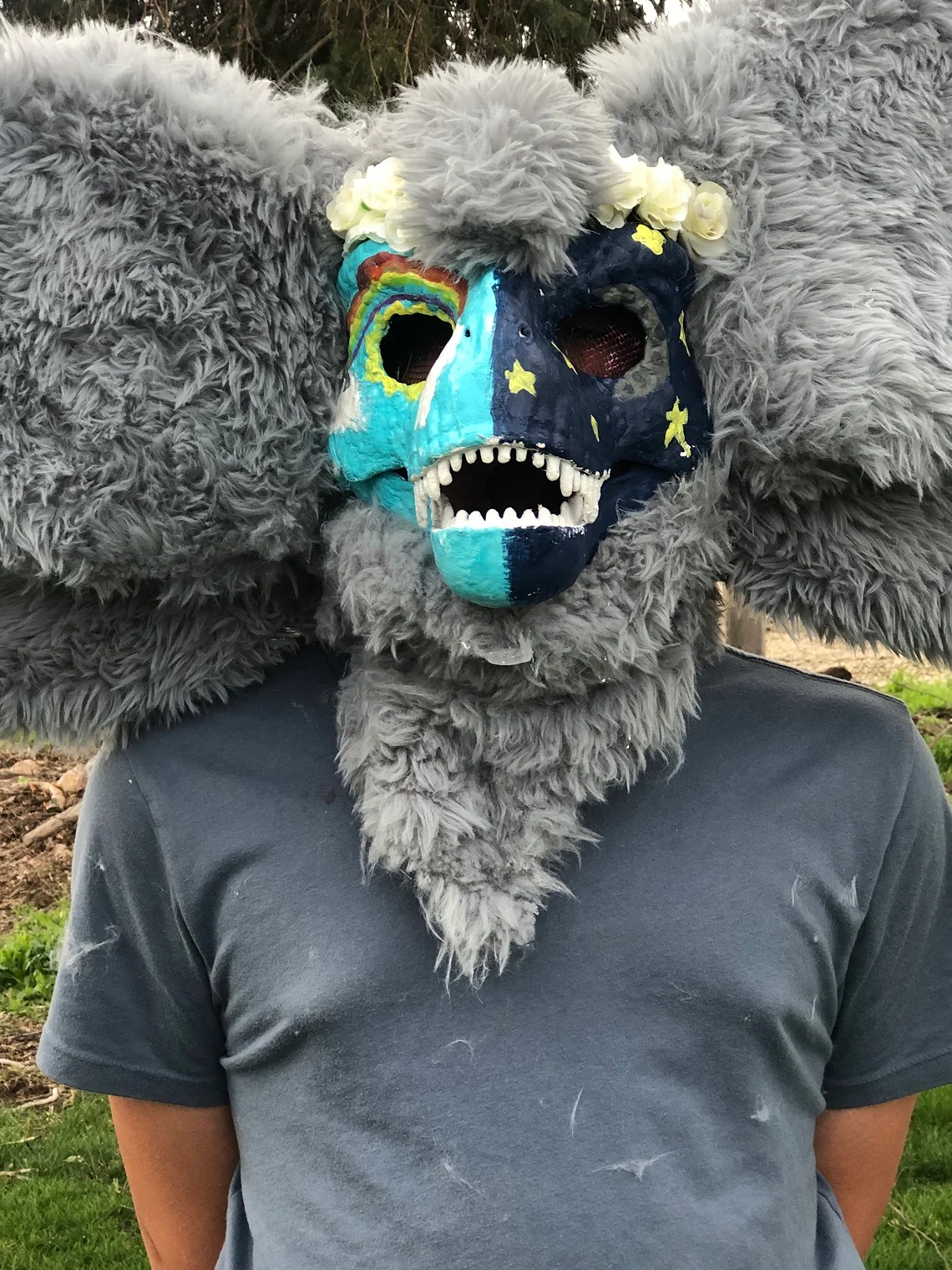 day and night themed dino mask