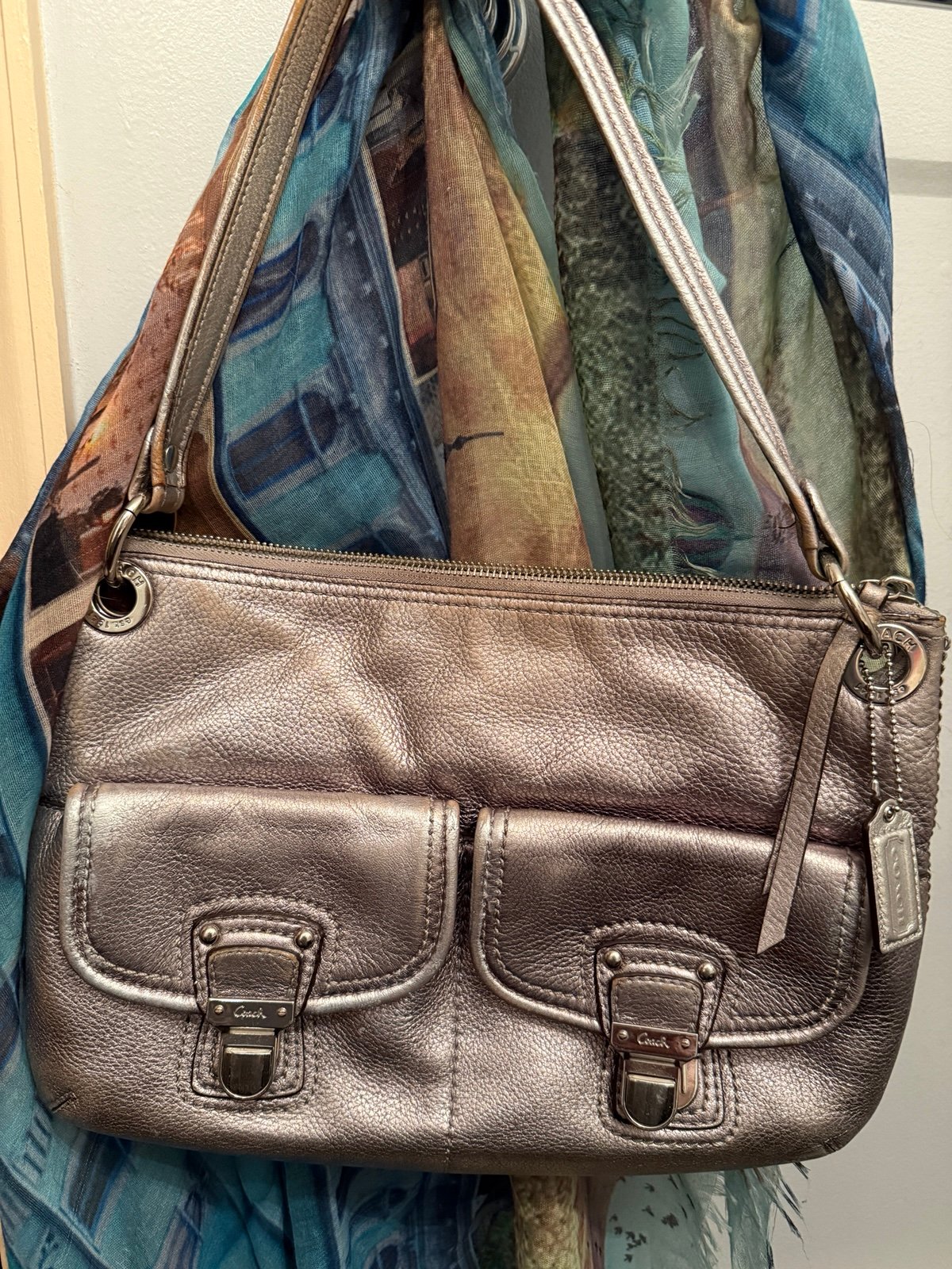Coach Poppy Metallic Leather Shoulder Bag – Vintage, Very Good Condition.