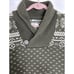 S OLIVER Mens Sweater MED Olive Green White Fair Isle Knit Ribbed Hem Collar