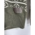 S OLIVER Mens Sweater MED Olive Green White Fair Isle Knit Ribbed Hem Collar