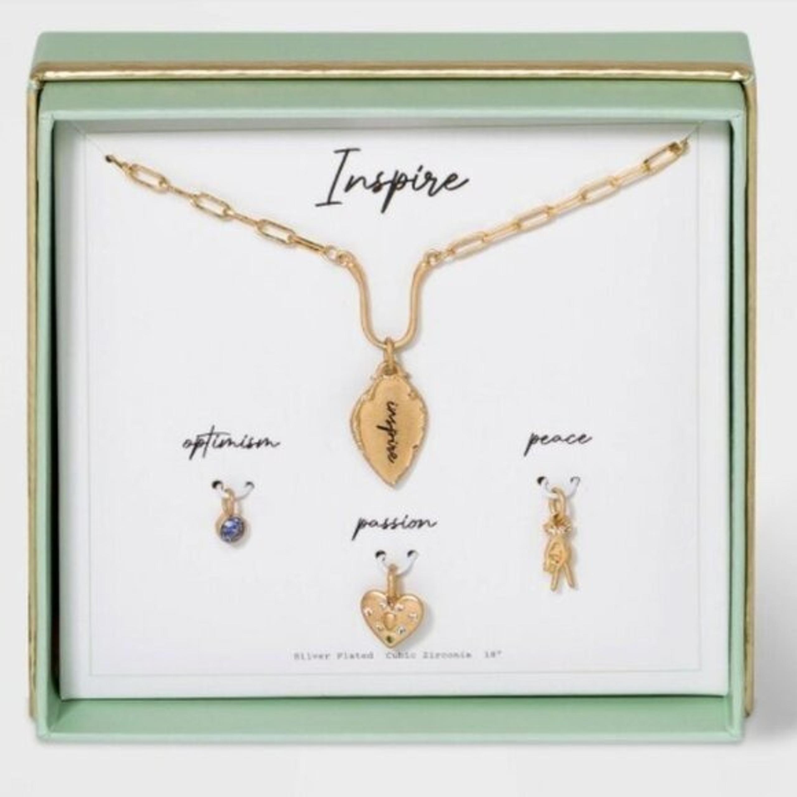 Target Charm Necklace Set Inspire Gold Dipped Silver Plated Interchangeable