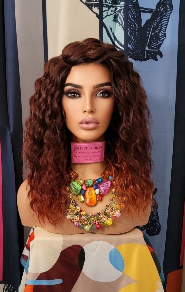 Sexy curly Rusty brown burgundy wig
