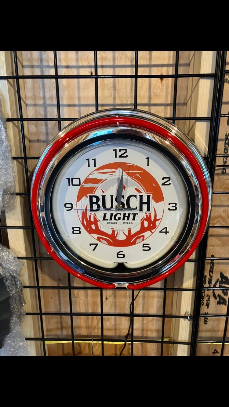 15” Busch light antlers double neon clock