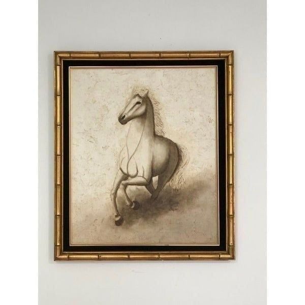 Vintage Lydia Cooper Oil Painting Textured Horse Equestrian