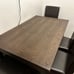 Dark Brown Wood Dining Table & Leather Chairs