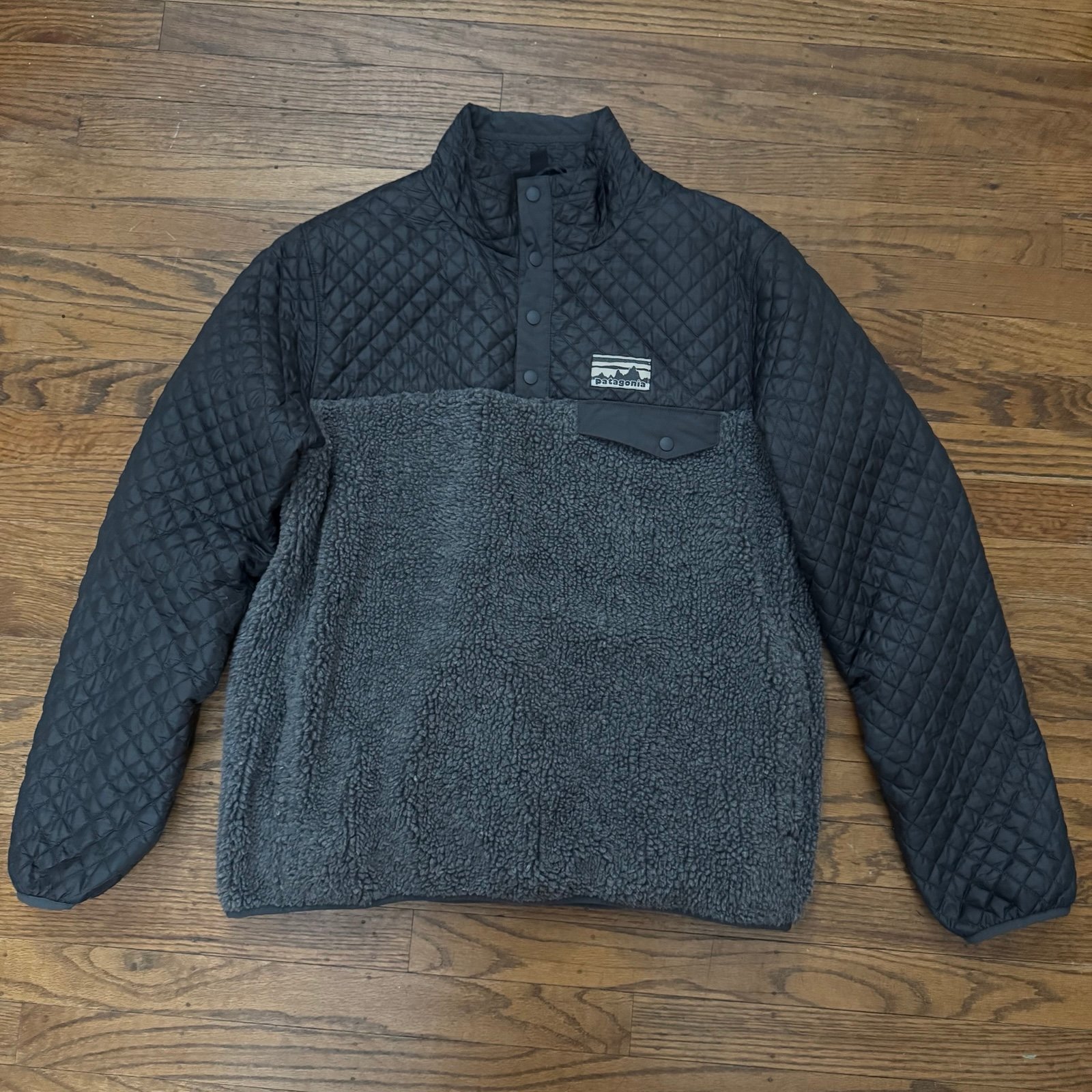 Patagonia Mixed Snap-t Forge Grey Fleece Jacket L EUC Rare