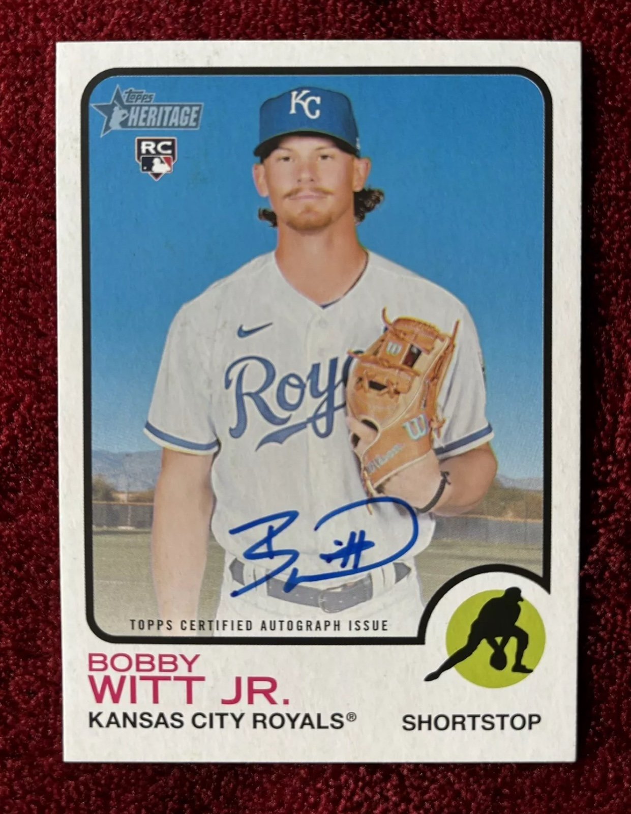 2022 Bobby Witt Jr. Topps Heritage High Number Real One On Card Rookie Auto