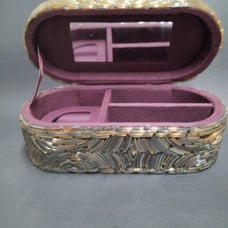 Vintage Mosaic glass jewelry Box imported from India 9 long