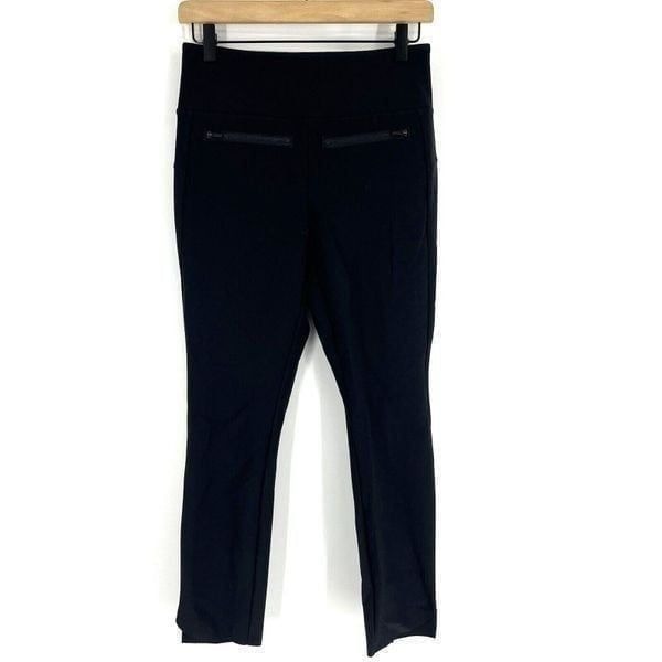 Athleta Stellar Crop Pant Leggings Size Small Black Zipper Pockets Scalloped Hem