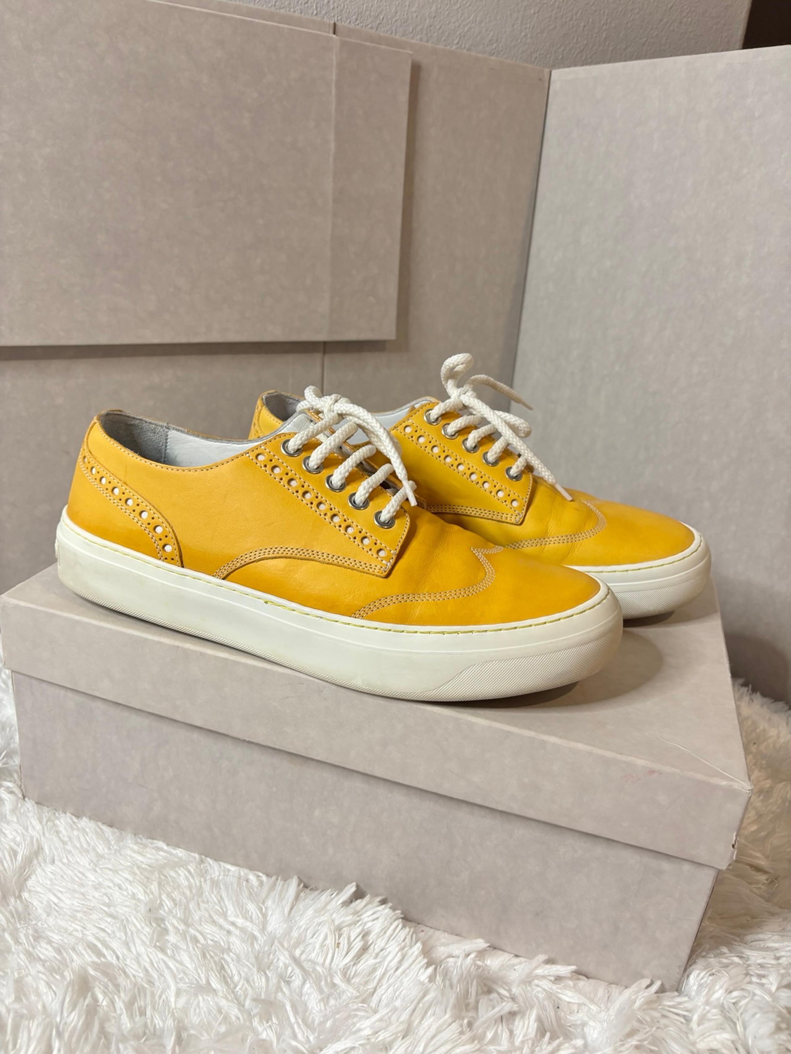 "Reggy" Men's Leather Canary Yellow Lace Up Fashion Sneakers Casual S - Jimmy Choo
