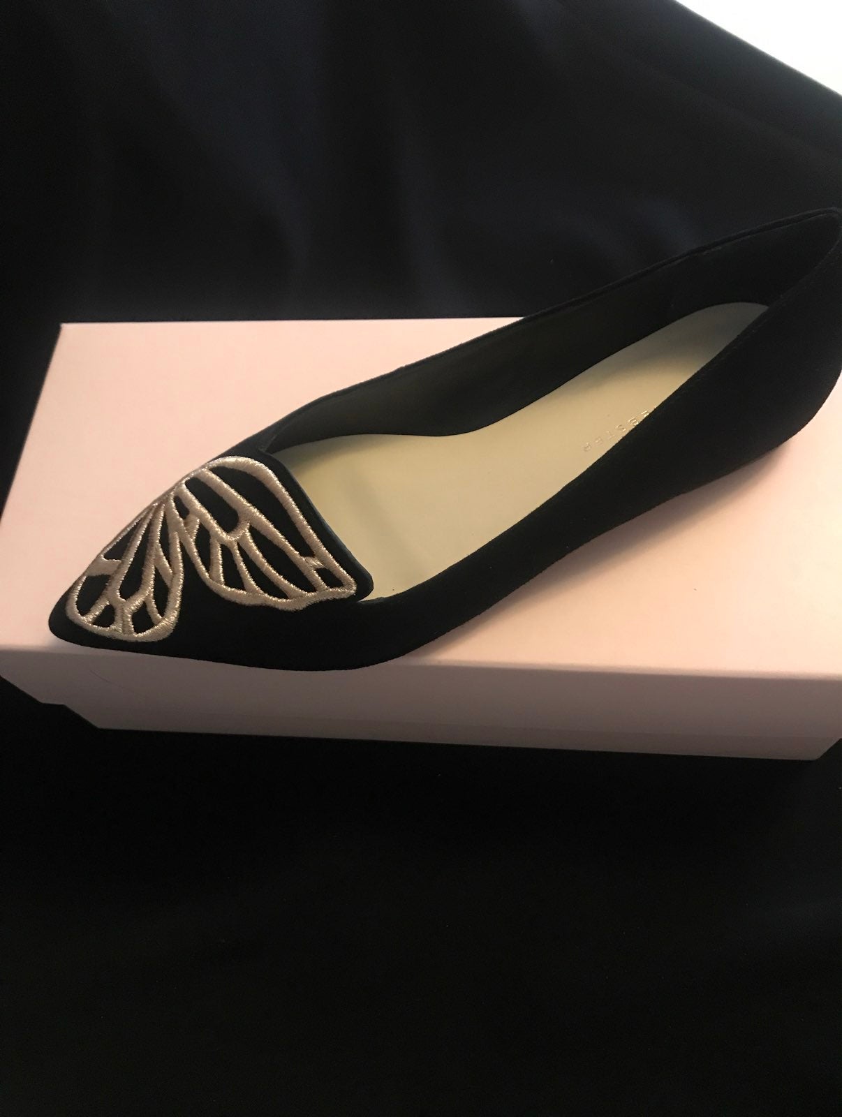 Sophia webster black suede flat shoe
