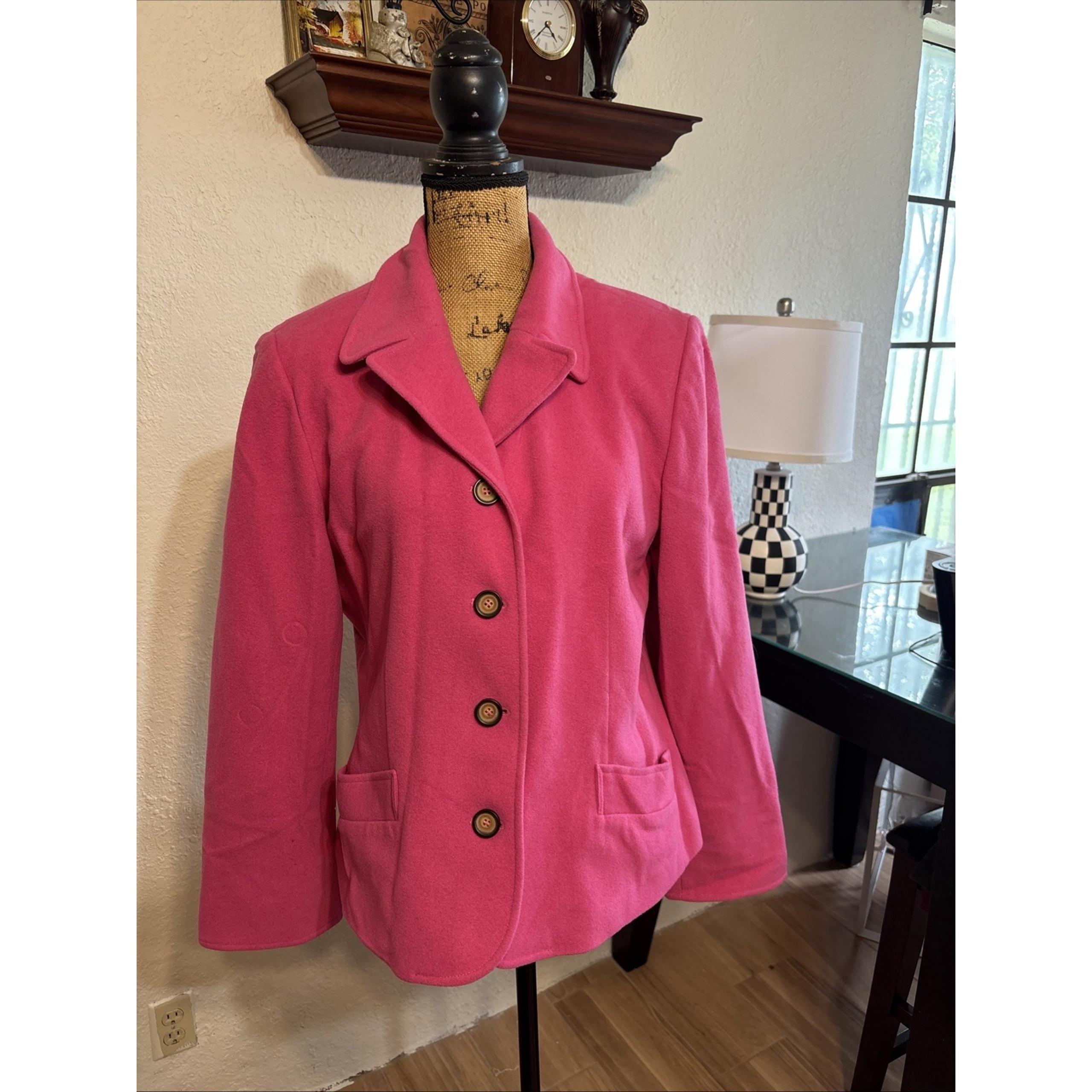 VTG Laura Scott Women's Pink Lined Wool Blend Coat Blazer Size 16 Button Up