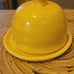 Yellow handmade pottery butter dish