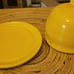 Yellow handmade pottery butter dish