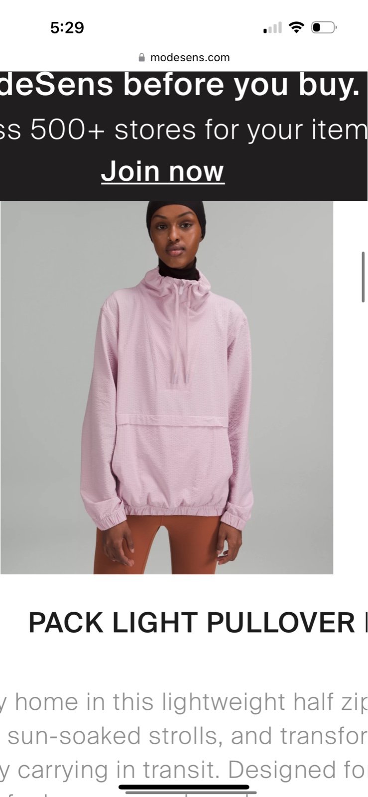 Lululemon Pack Light Pullover