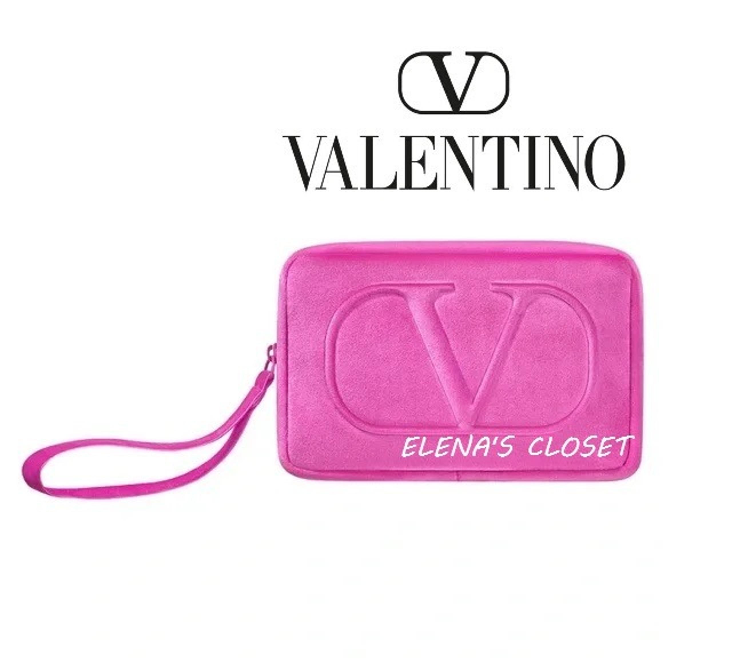 NEW ~ VALENTINO VELVET COSMETIC TOILETRY BAG WRISTLET