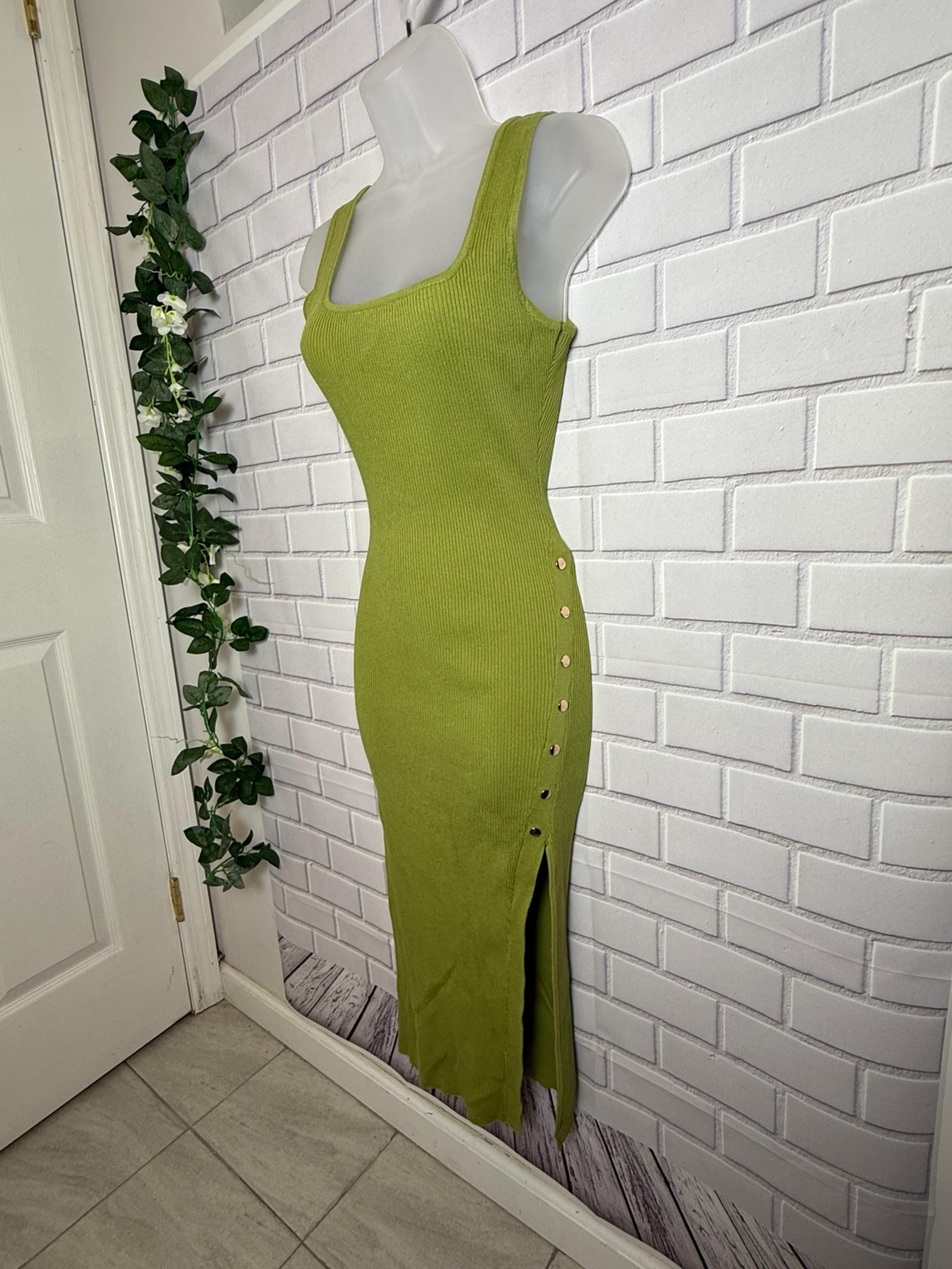 WINDSOR Elegant Green olive stretch Dress/ size L