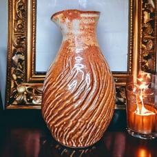 Susa Brown Handcrafted Pottery Pitcher Vase - 8 Height