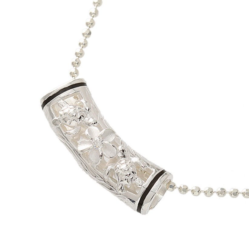 Turtle Plumeria Tube Slider Pendant