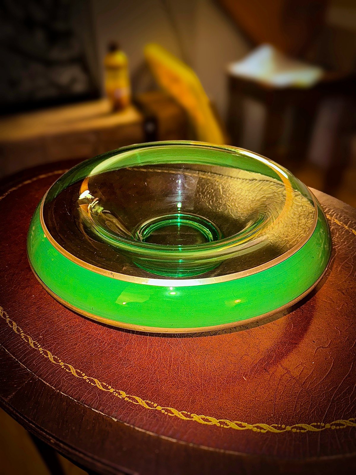 Uranium glass console bowl free shipping