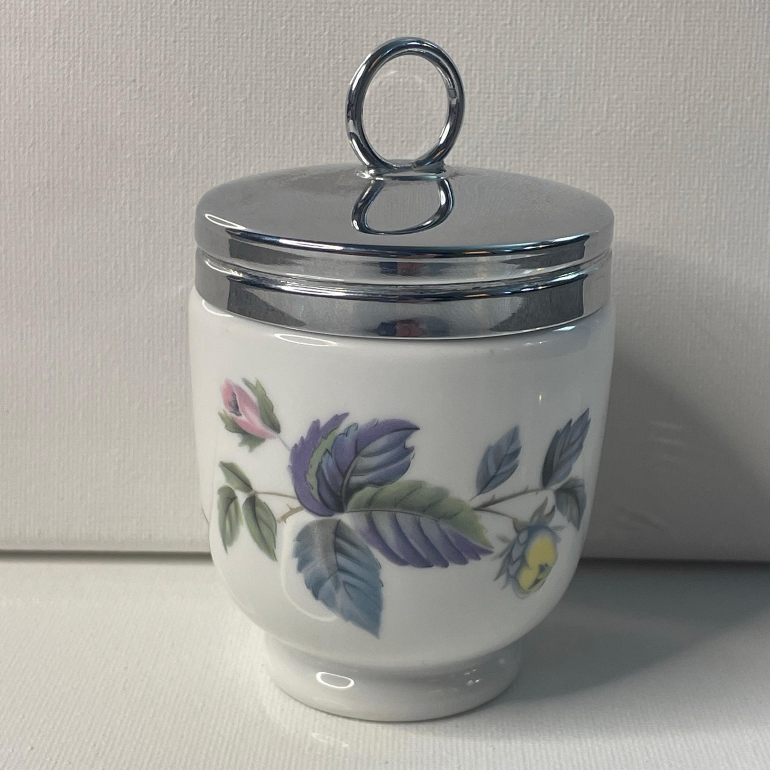 Vintage Royal Worcester England Porcelain Egg Coddler Floral Pattern
