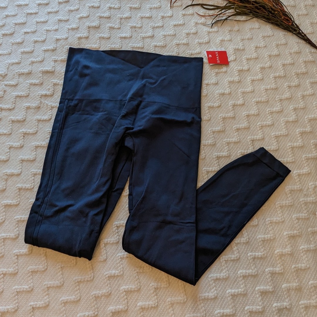 Spanx Port Navy Look at Me Now Leggings NWT XL