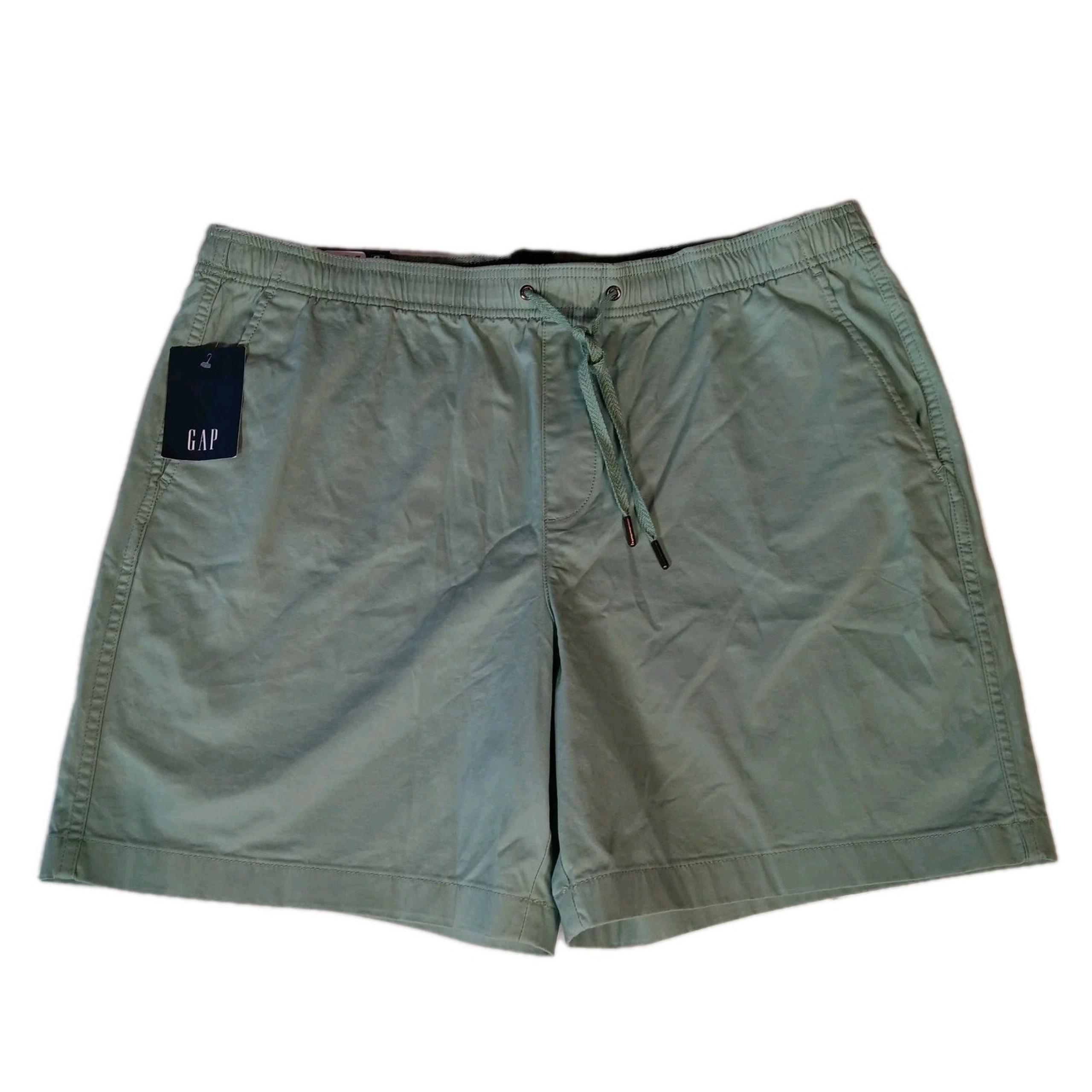 Gap Pull On Short 7" Inseam Elastic Waist Stretch Twill Granite Green Men's XXL