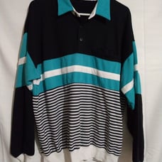 Vintage 80s 90s Grandpas Striped Rugby Polo Long Sleeve Collared Shirt