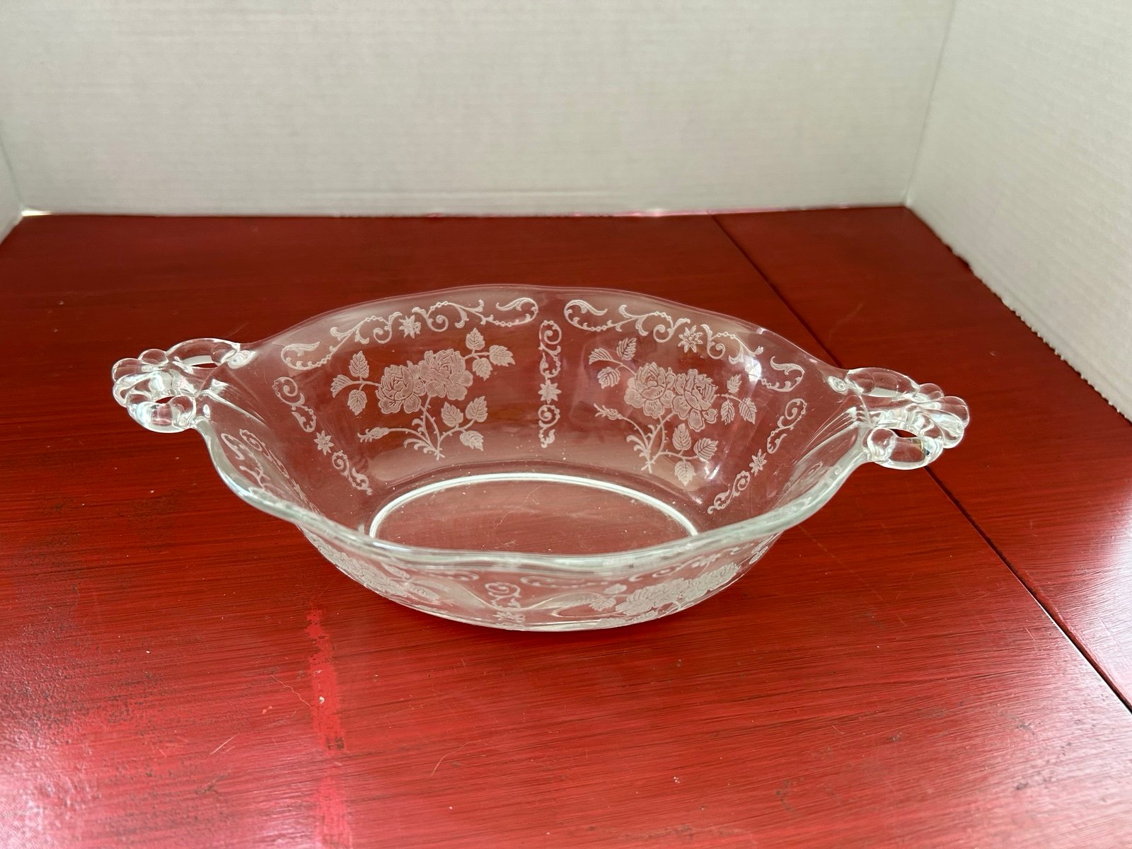 Vtg Midnight Rose Sauce Boat by Fostoria Etched G47