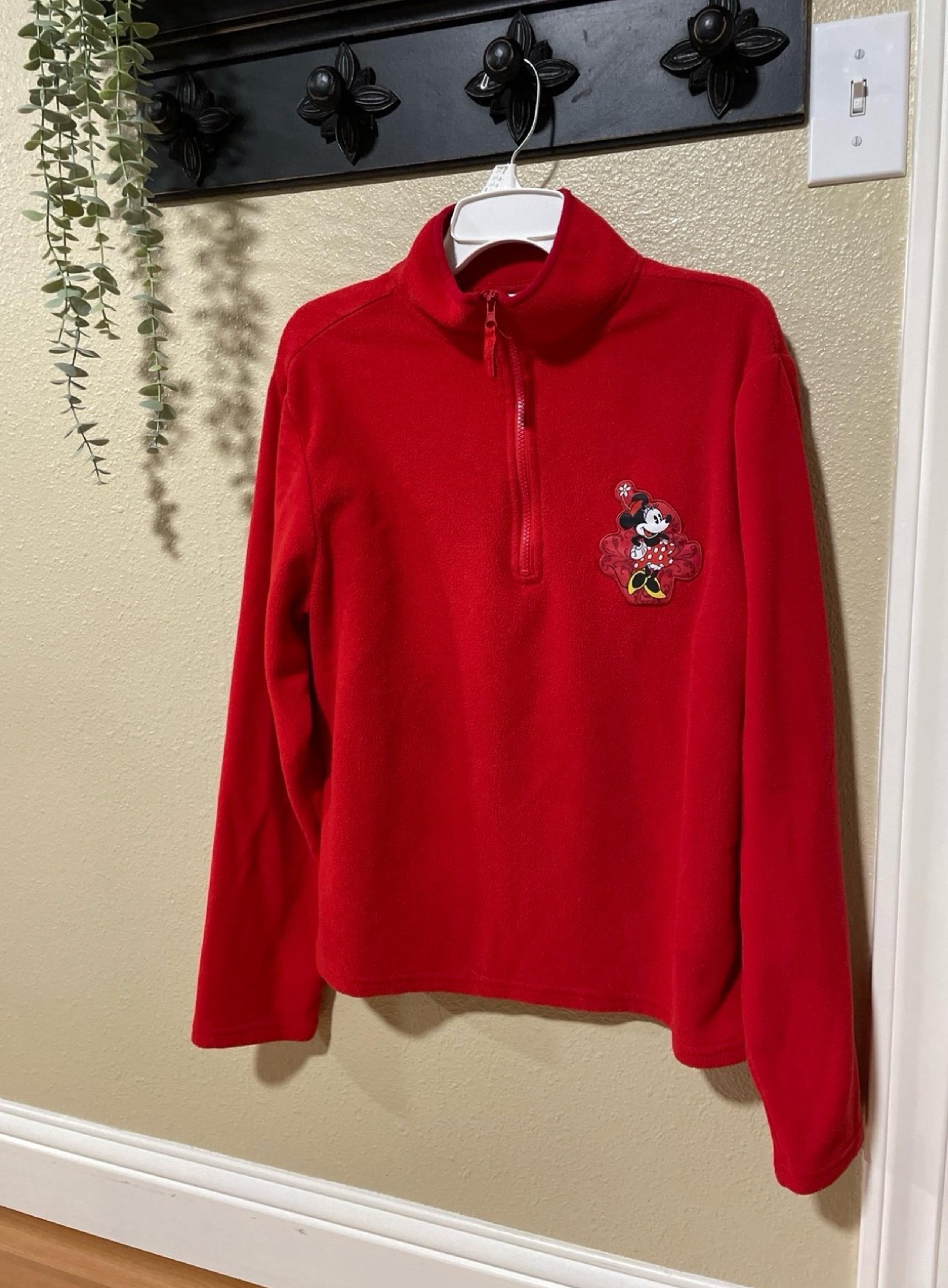 Disney store Minnie Mouse red fleece sweater pullover 1/4 zip.