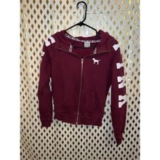 Victoria’s Secret PINK full zip hoodie sweater in burgundy size XS