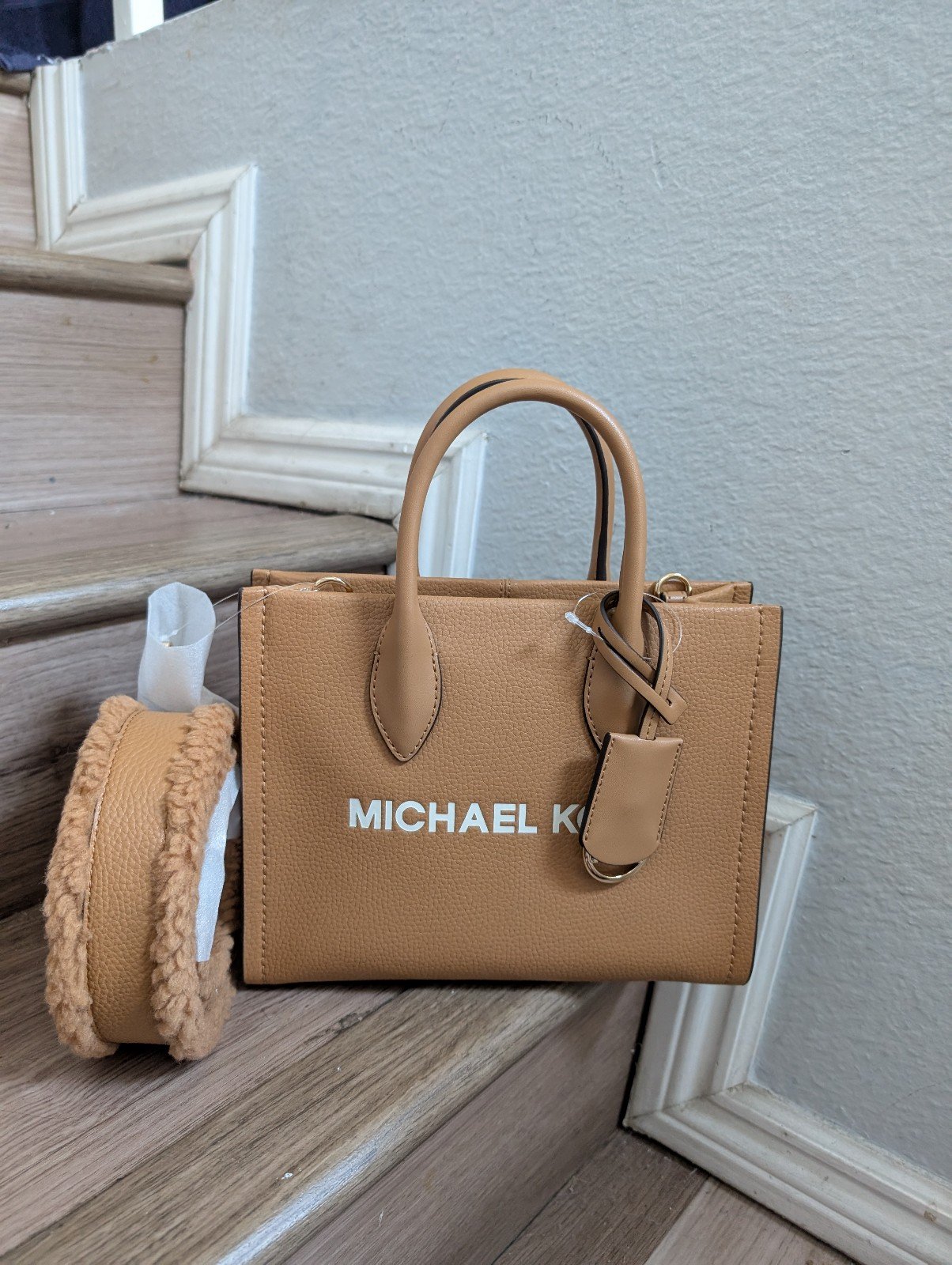 NWT Michael Kors Mirella Small Pebbled Leather Shopper Top Zip Satchel Crossbody