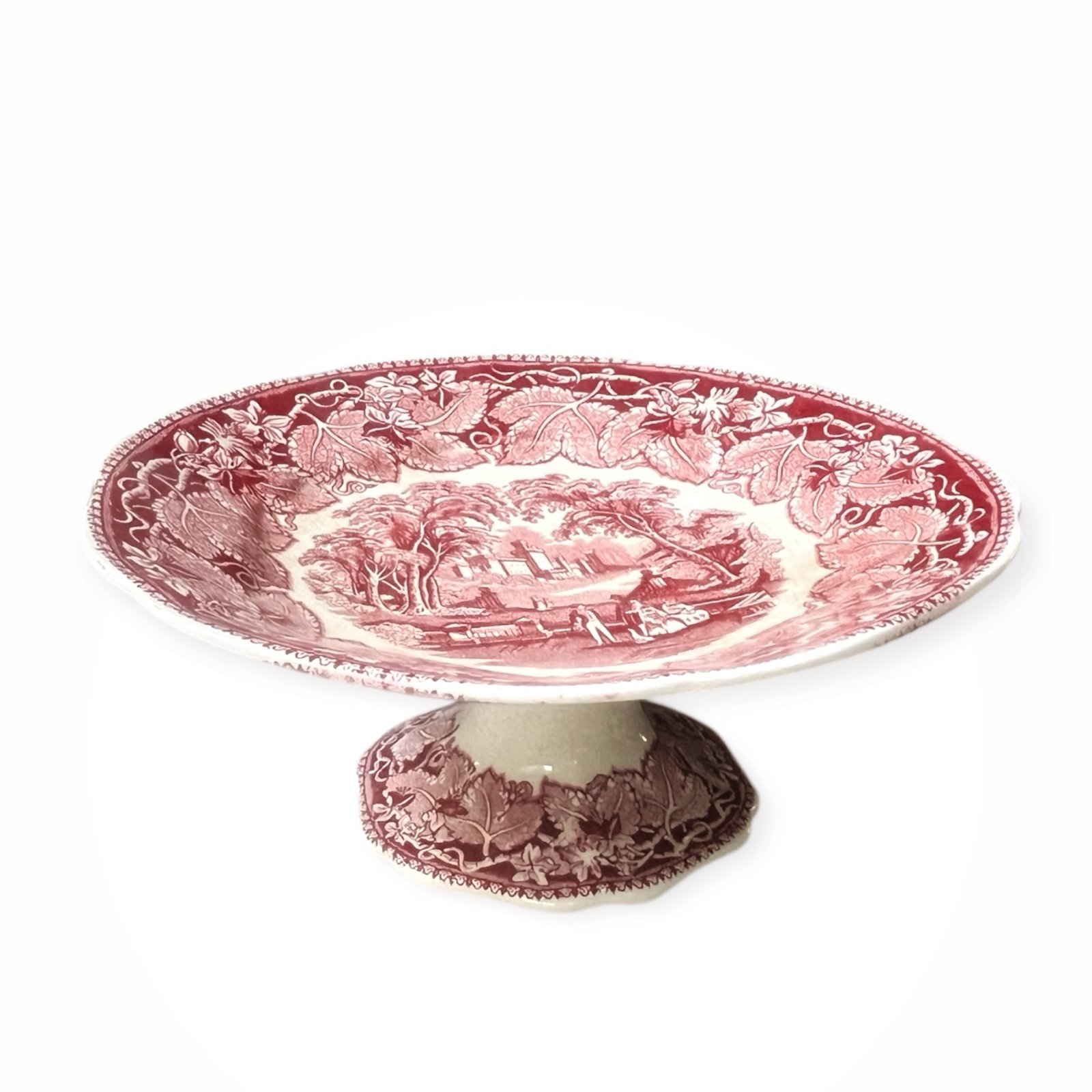 Vintage Mason’s Vista Pink (No Trim) Round Pedestal Large Compote Dish