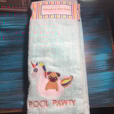 Pug and unicorn hand towels.