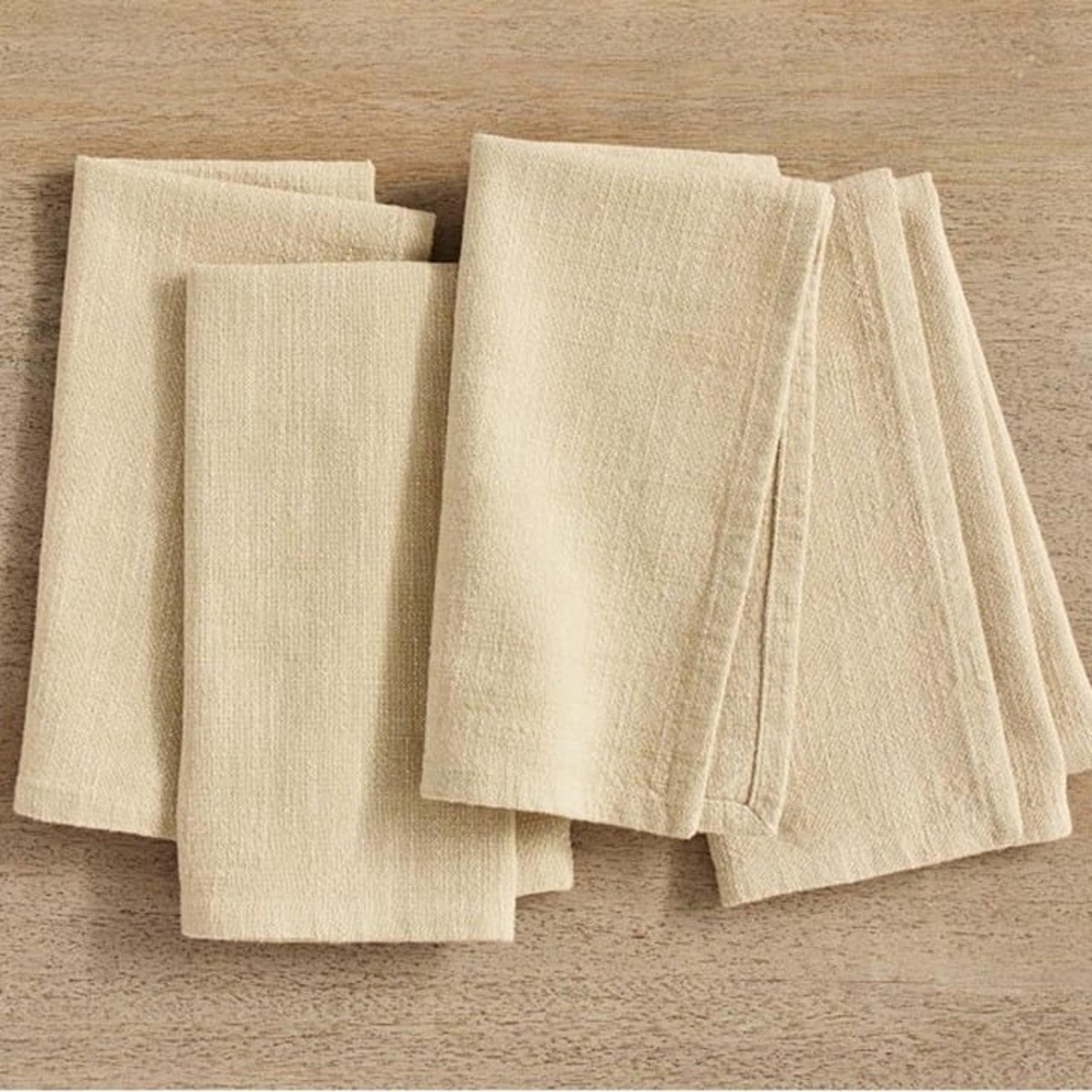 Set of 4 Organic Cotton Casual Napkins Flax Color- NEW- Pottery Barn