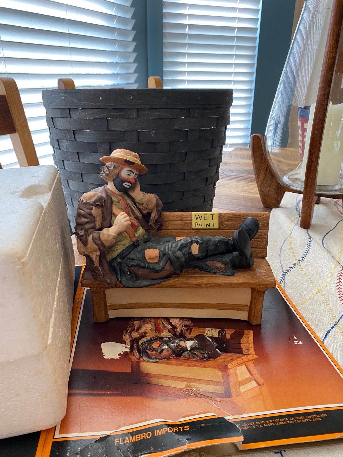 Flambro Emmett Kelly Jr Full Size Figurine 'Wet Paint' Limited Edition