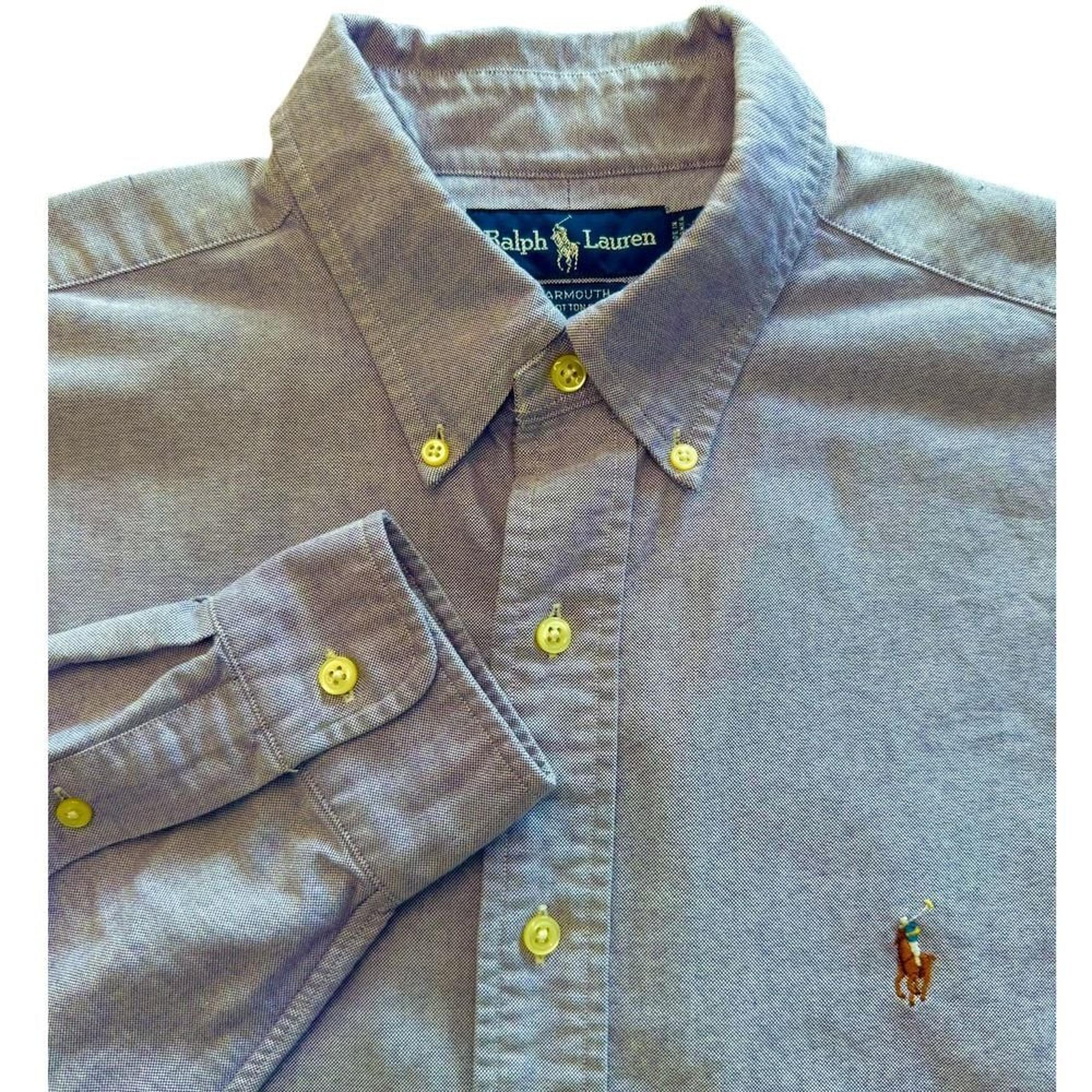 Ralph Lauren Purple Yarmouth Oxford Flesh Pony Button Down Shirt Size 16.5 32/33
