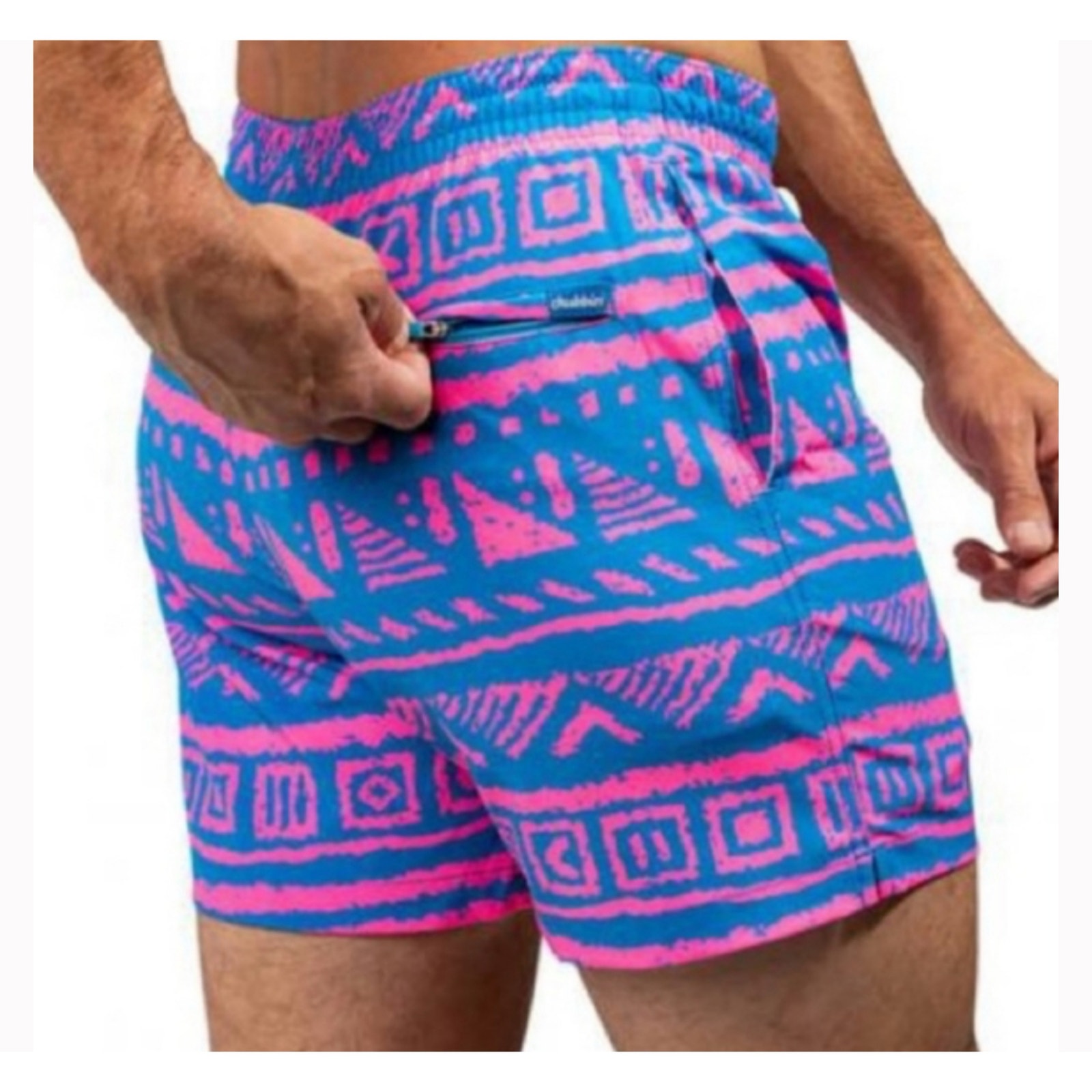 Chubbies Rad O Rama Teal Pink 80s inspired 5” Swim Trunks Mens' L