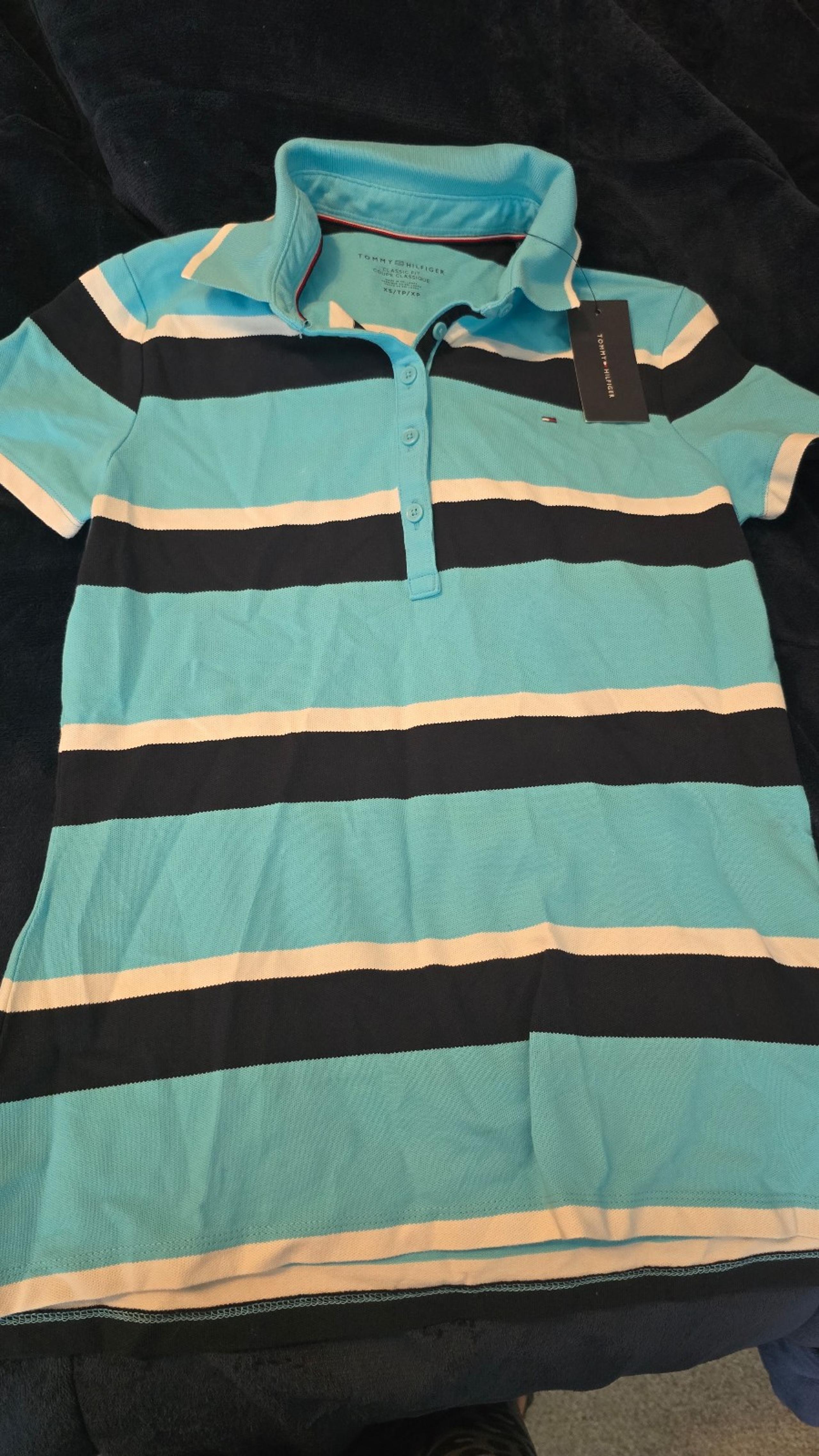 Tommy Hilfiger blue nd white stripe Polo Shirt