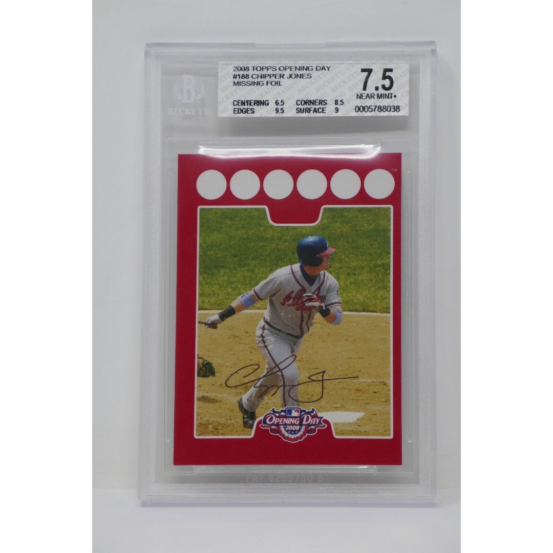 2008 Topps Opening Day #188 Chipper Jones Rookie Beckett 7.5 NEAR MINT *ERROR*